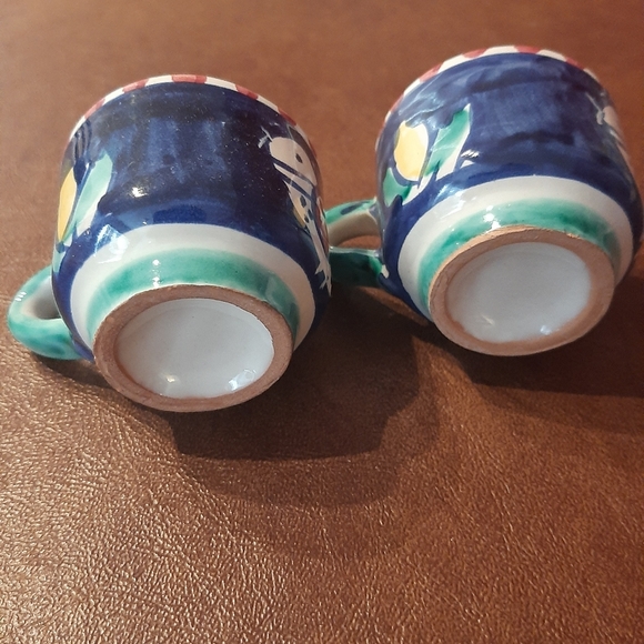 Espresso Cup Set of 2 Handmade Vietri Style Ceramic Italian Coffee Cups Coffee - Picture 7 of 7